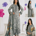 Nasha Fabrics Women Lawn Embroidered & Printed Suit - Grey
