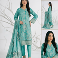 Nasha Fabrics Women Lawn Embroidered & Printed Suit - Sea Green