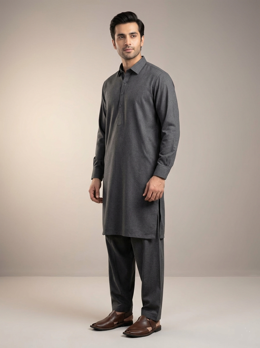 Nasha Fabrics Men's Winter Wash & Wear Unstitched Suit - Premium Quality