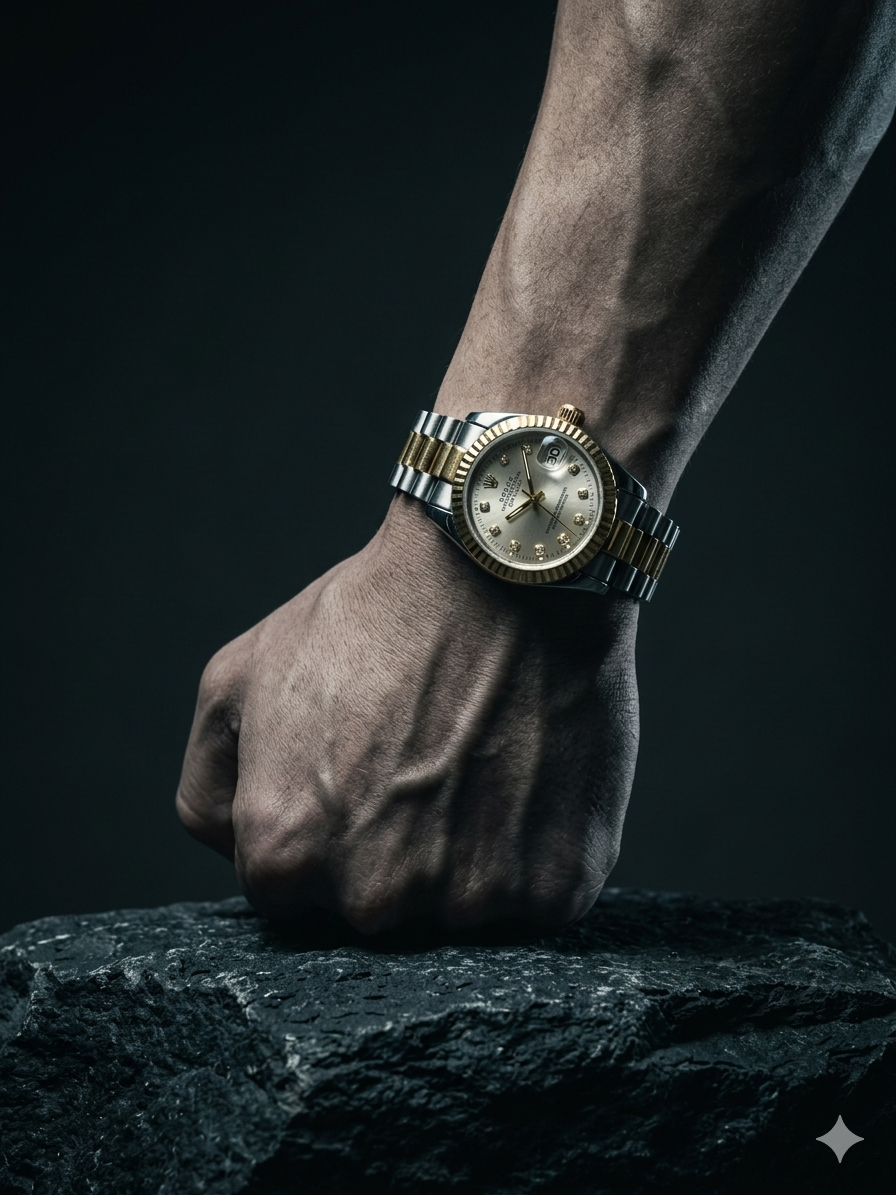 FALEDA Oyster Style Automatic Watch – Champagne Dial with Day & Date