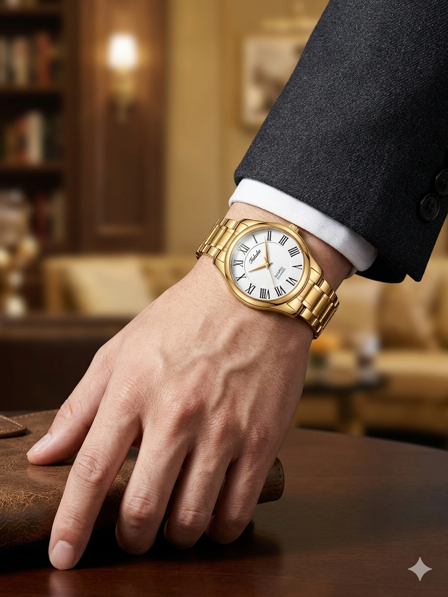 FALEDA Sapphire Crystal Men's Watch – Silver Dial