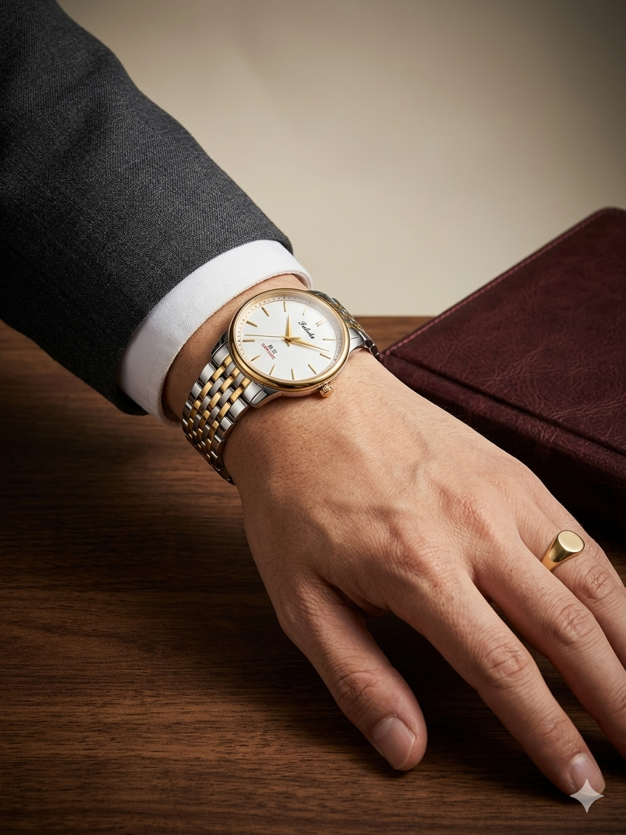 FALEDA Sapphire Crystal Men's Watch – Silver Dial