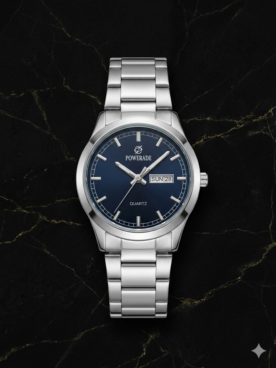 FALEDA Automatic Men's Watch – Blue Dial with Premium Silver Stainless Steel Bracelet