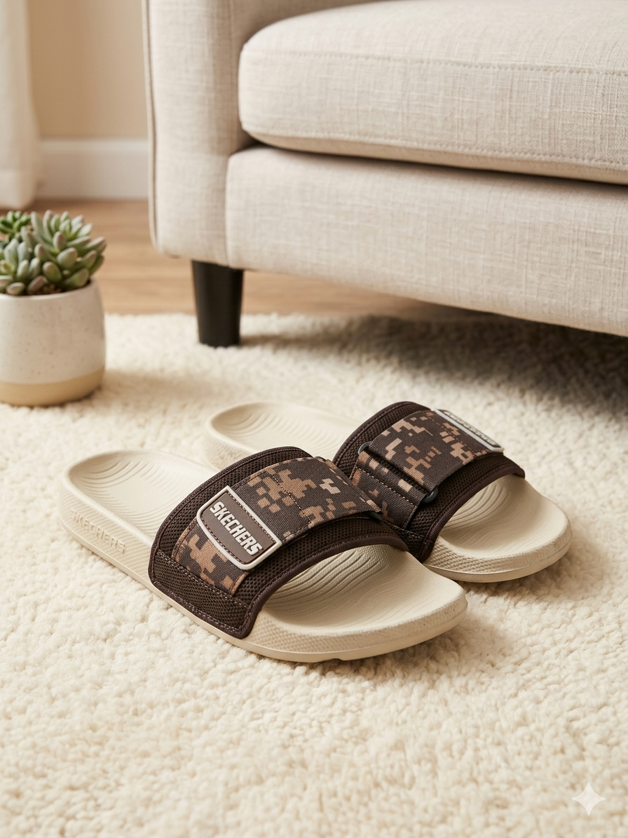 Sketchers Brown Printed Slipper
