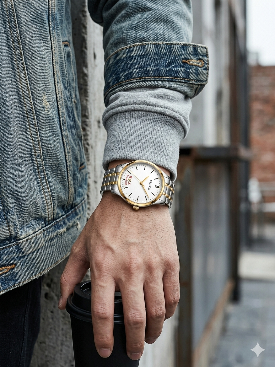 FALEDA Rose Gold Automatic Men's Watch - White Dial Rose Gold Case