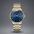 FALEDA Quartz Men's Watch - Blue Dial Silver Case