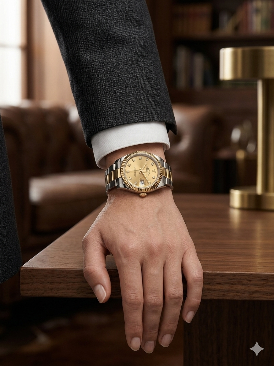 FALEDA Quartz Sapphire Men's Watch – White Dial Roman Numerals