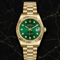 FALEDA Oyster Style Automatic Men's Watch – Gold Fluted Bezel Green Dial